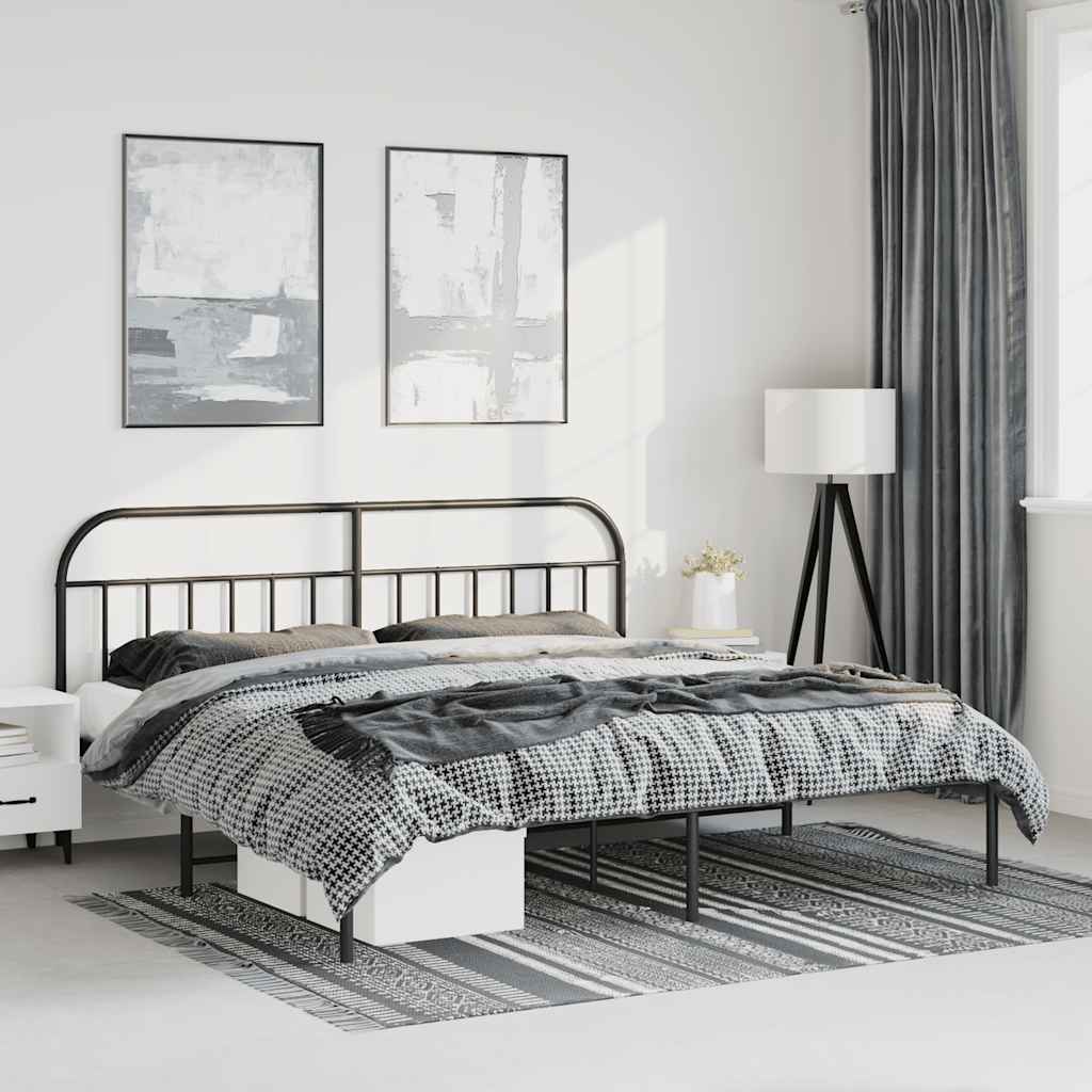 Giroletto con Testiera in Metallo Nero 183x213 cm
