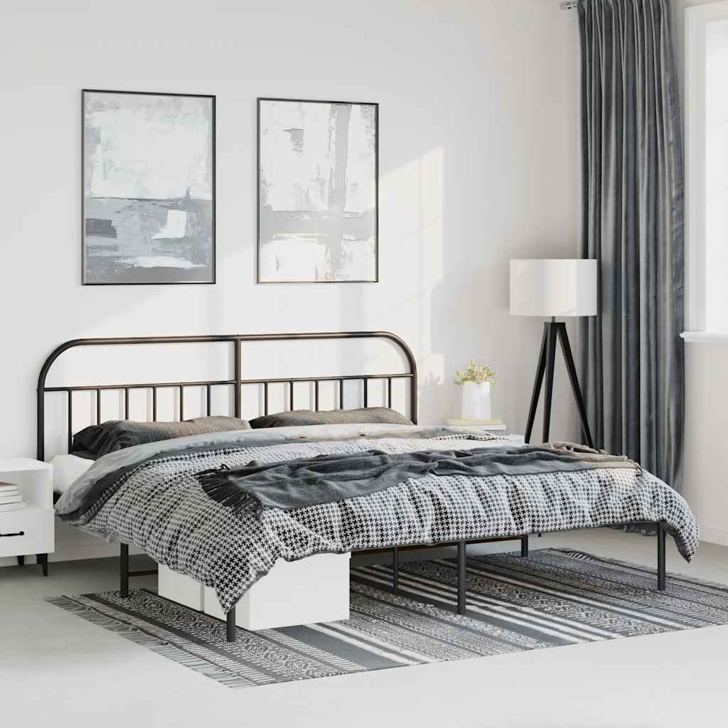 Giroletto con Testiera in Metallo Nero 193x203 cm