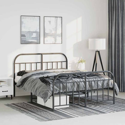Giroletto con Testiera e Pediera Metallo Nero 135x190 cm