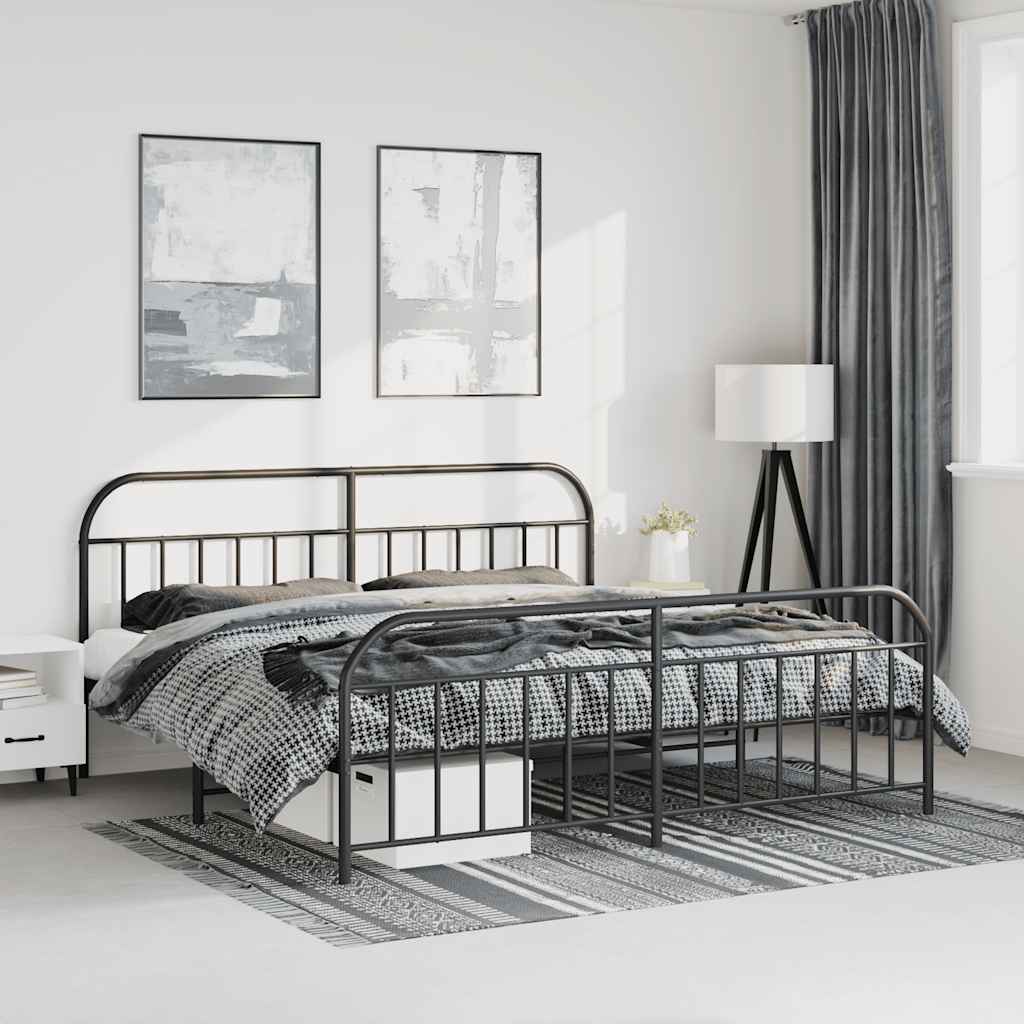 Giroletto con Testiera e Pediera Metallo Nero 183x213 cm