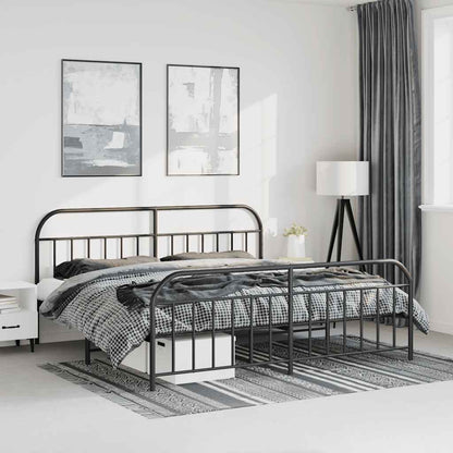 Giroletto con Testiera e Pediera Metallo Nero 183x213 cm