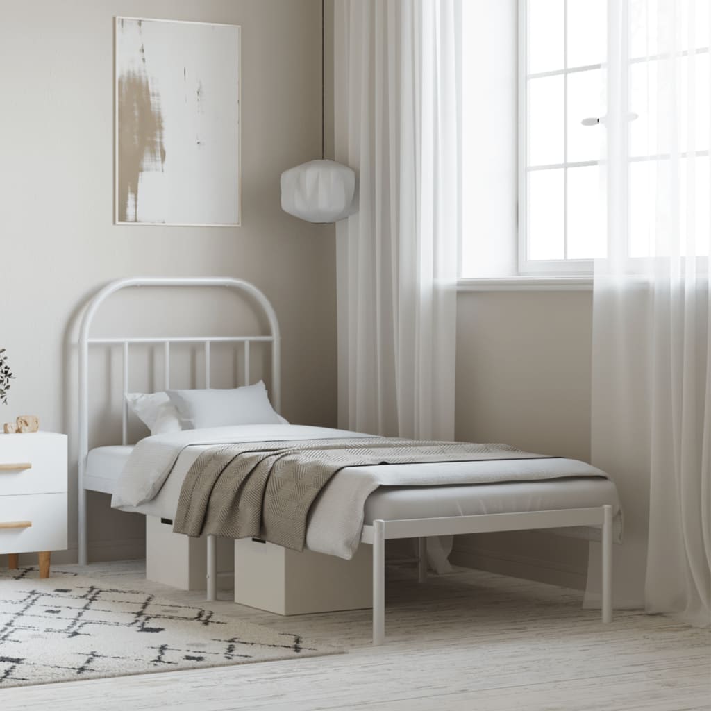 Giroletto senza Materaso con Testiera Metallo Bianco 75x190 cm