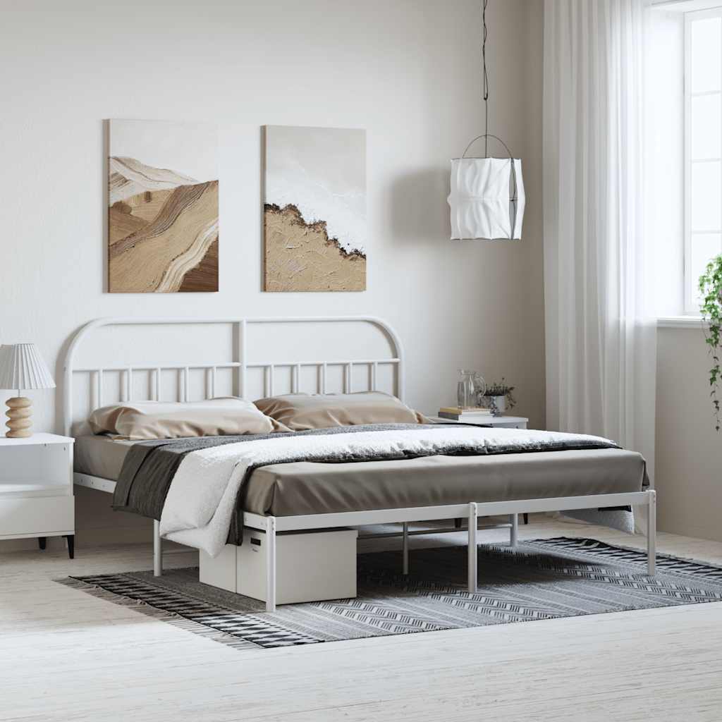Giroletto con Testiera Metallo Bianco 183x213 cm