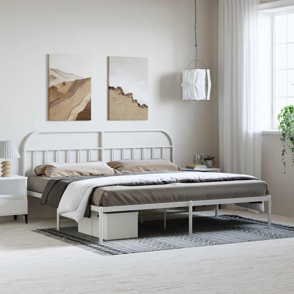 Giroletto con Testiera Metallo Bianco 193x203 cm