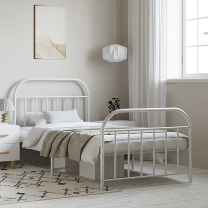 Giroletto con Testiera e Pediera Metallo Bianco 100x190 cm