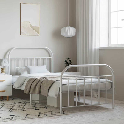 Giroletto con Testiera e Pediera Metallo Bianco 100x200 cm