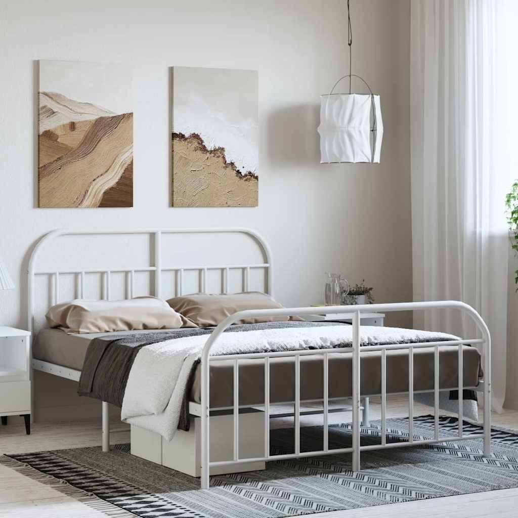 Giroletto con Testiera e Pediera Metallo Bianco 135x190 cm