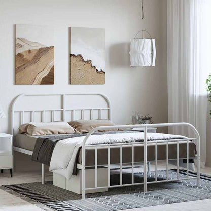 Giroletto con Testiera e Pediera Metallo Bianco 135x190 cm