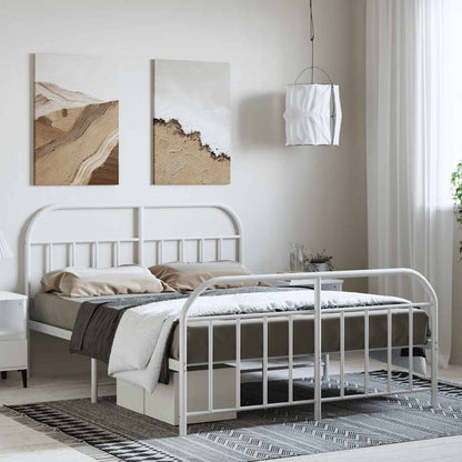 Giroletto con Testiera e Pediera Metallo Bianco 150x200 cm