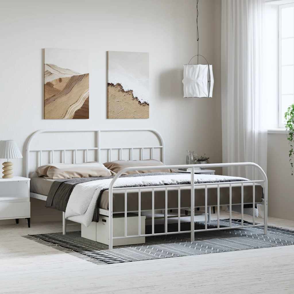 Giroletto con Testiera e Pediera Metallo Bianco 183x213 cm
