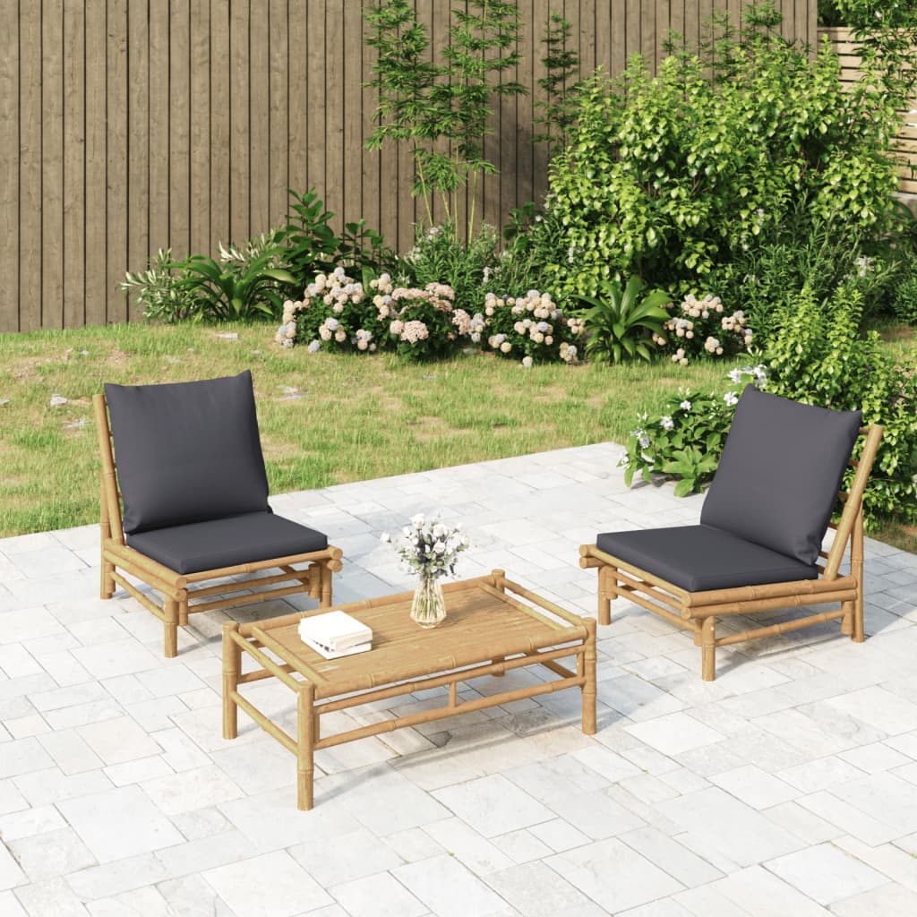 Sedie da Giardino 2 pz con Cuscini Grigio Scuro in BambÃƒÂ¹