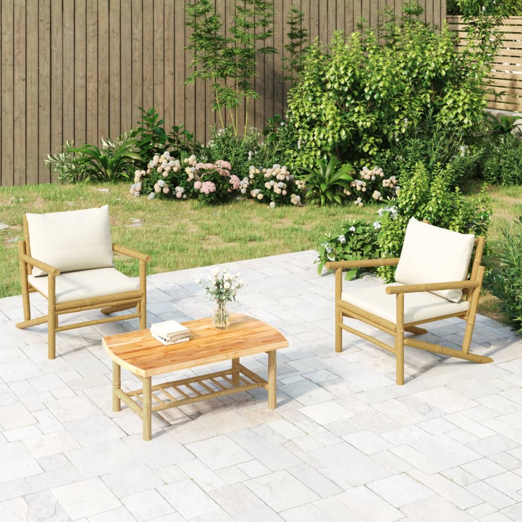 Sedie da Giardino 2 pz con Cuscini Bianco Crema in BambÃƒÂ¹