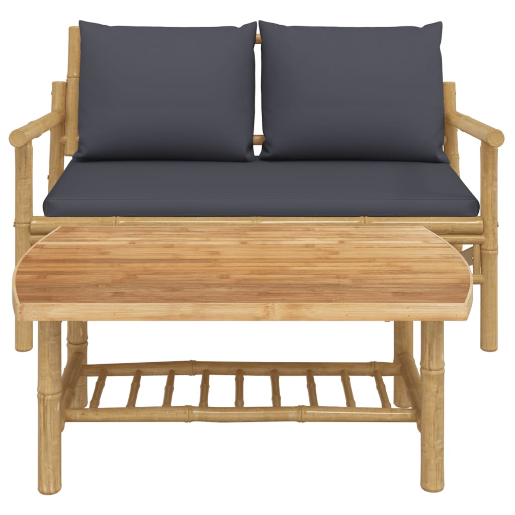 Set Salotto da Giardino 2pz con Cuscini Grigio Scuro BambÃ¹