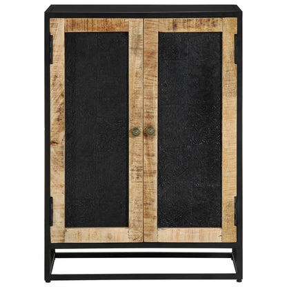 Credenza con 2 Ante 55x35x75 cm Legno Massello di Mango e Ferro