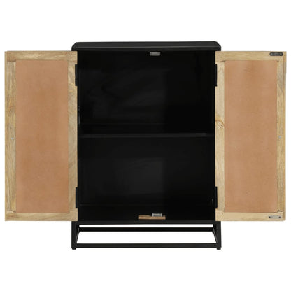 Credenza con 2 Ante 55x35x75 cm Legno Massello di Mango e Ferro