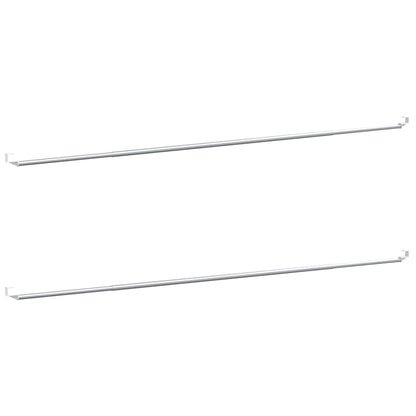 Binari per Tende 2 pz Bianco e Argento 90-130 cm Alluminio