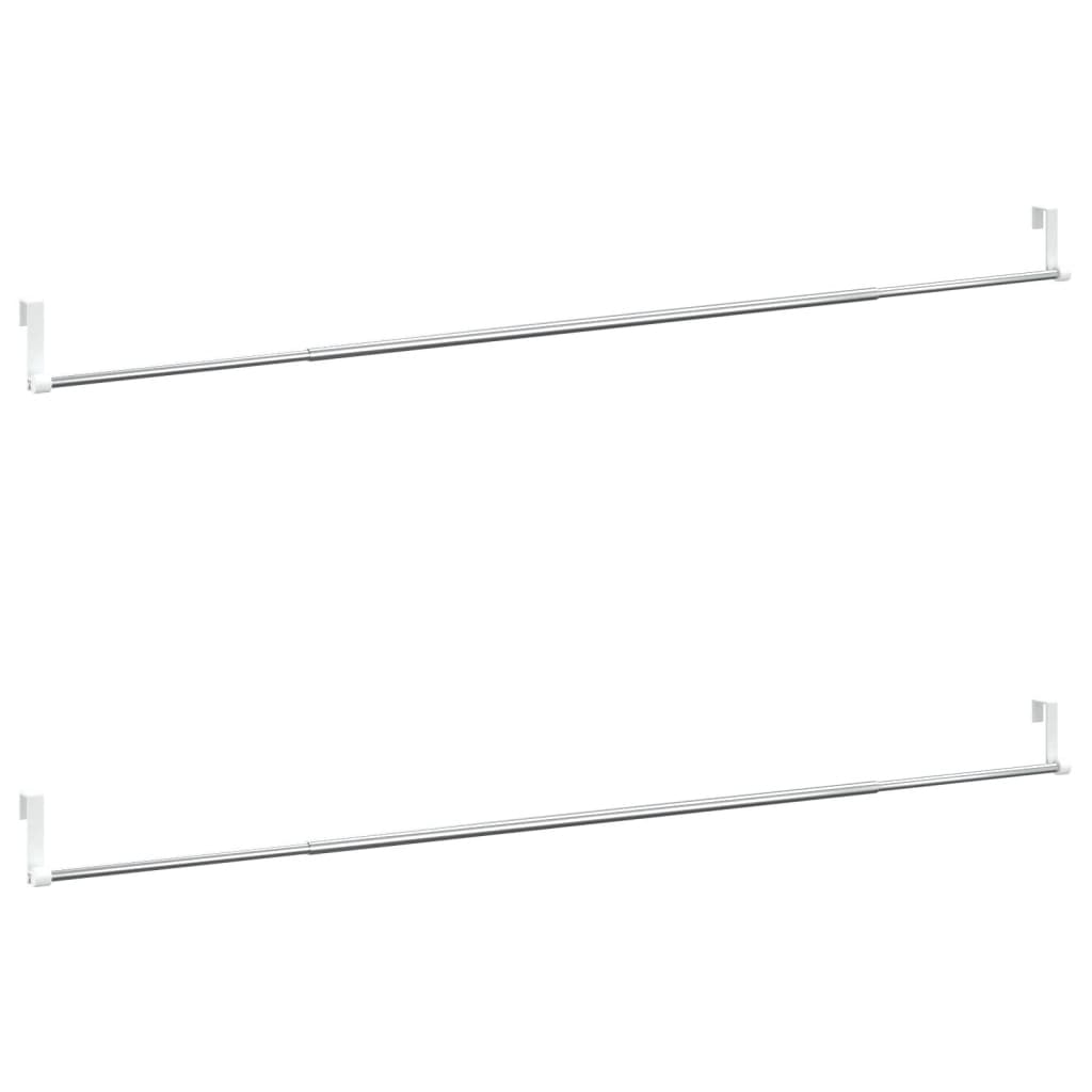 Binari per Tende 2 pz Bianco e Argento 90-135 cm Alluminio