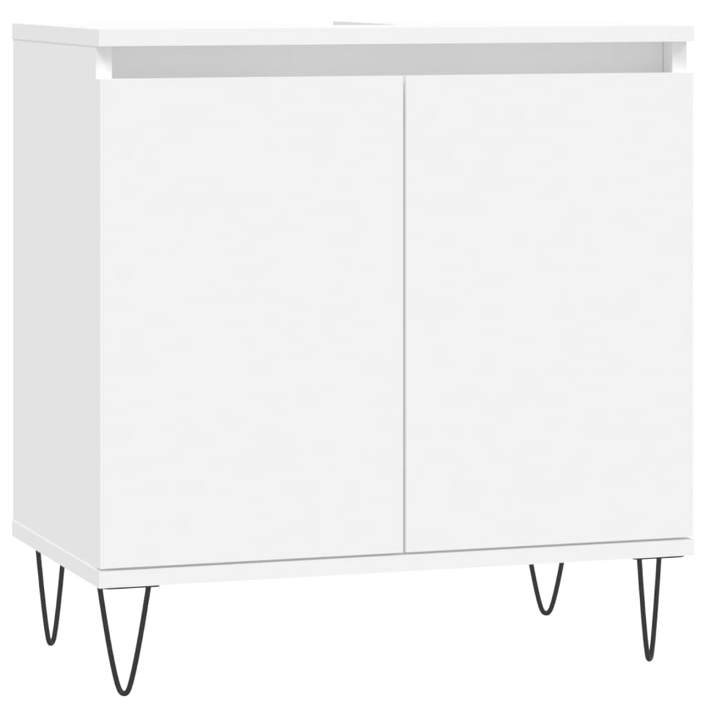 Set di Mobili da Bagno 3 pz Bianco in Legno Multistrato