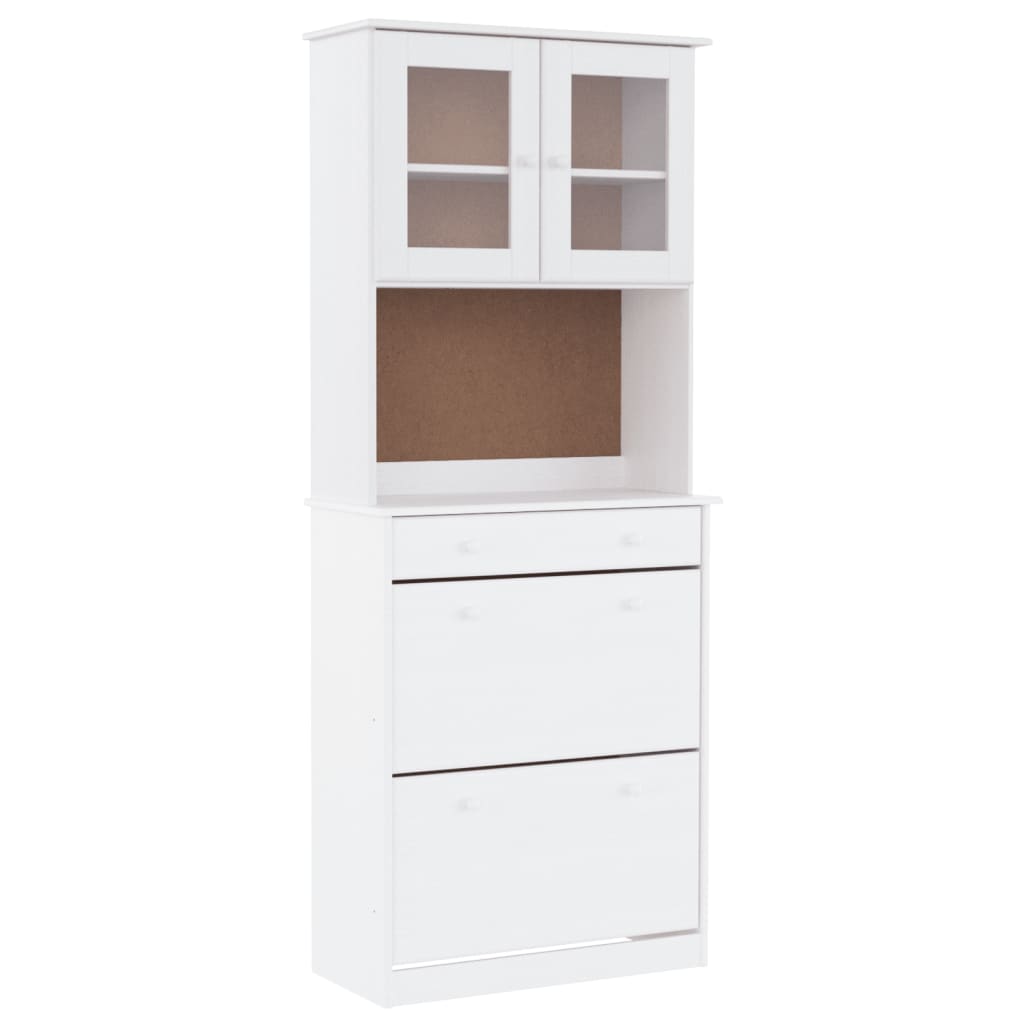 Credenza ALTA Bianca 77x35x188 cm in Legno Massello di Pino