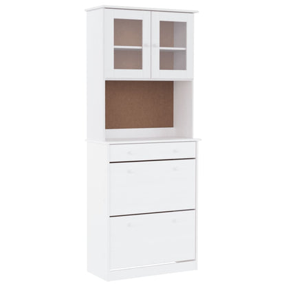 Credenza ALTA Bianca 77x35x188 cm in Legno Massello di Pino