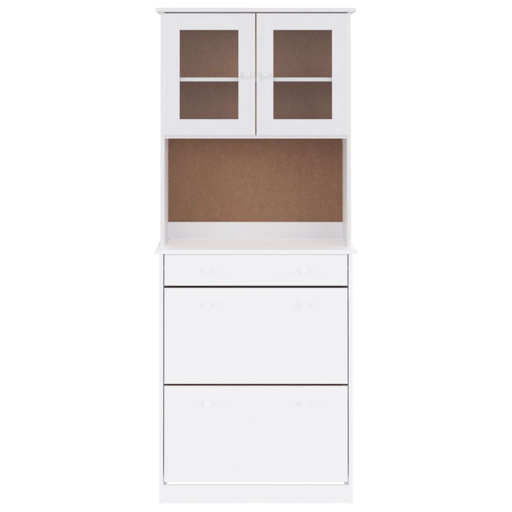 Credenza ALTA Bianca 77x35x188 cm in Legno Massello di Pino