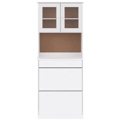 Credenza ALTA Bianca 77x35x188 cm in Legno Massello di Pino