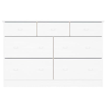 Cassettiera ALTA Bianca 112x35x73 cm in Legno Massello di Pino