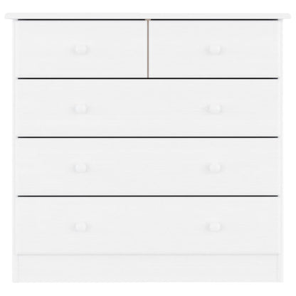 Cassettiera ALTA Bianca 77x35x73 cm in Legno Massello di Pino