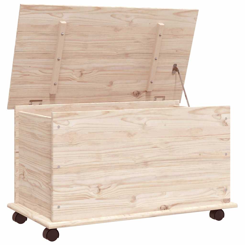 Cassapanca con Ruote ALTA 73x39,5x43 cm Legno Massello di Pino