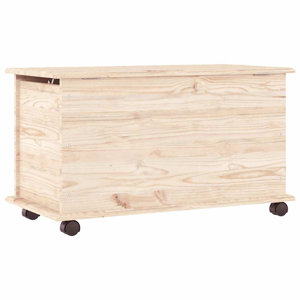 Cassapanca con Ruote ALTA 73x39,5x43 cm Legno Massello di Pino