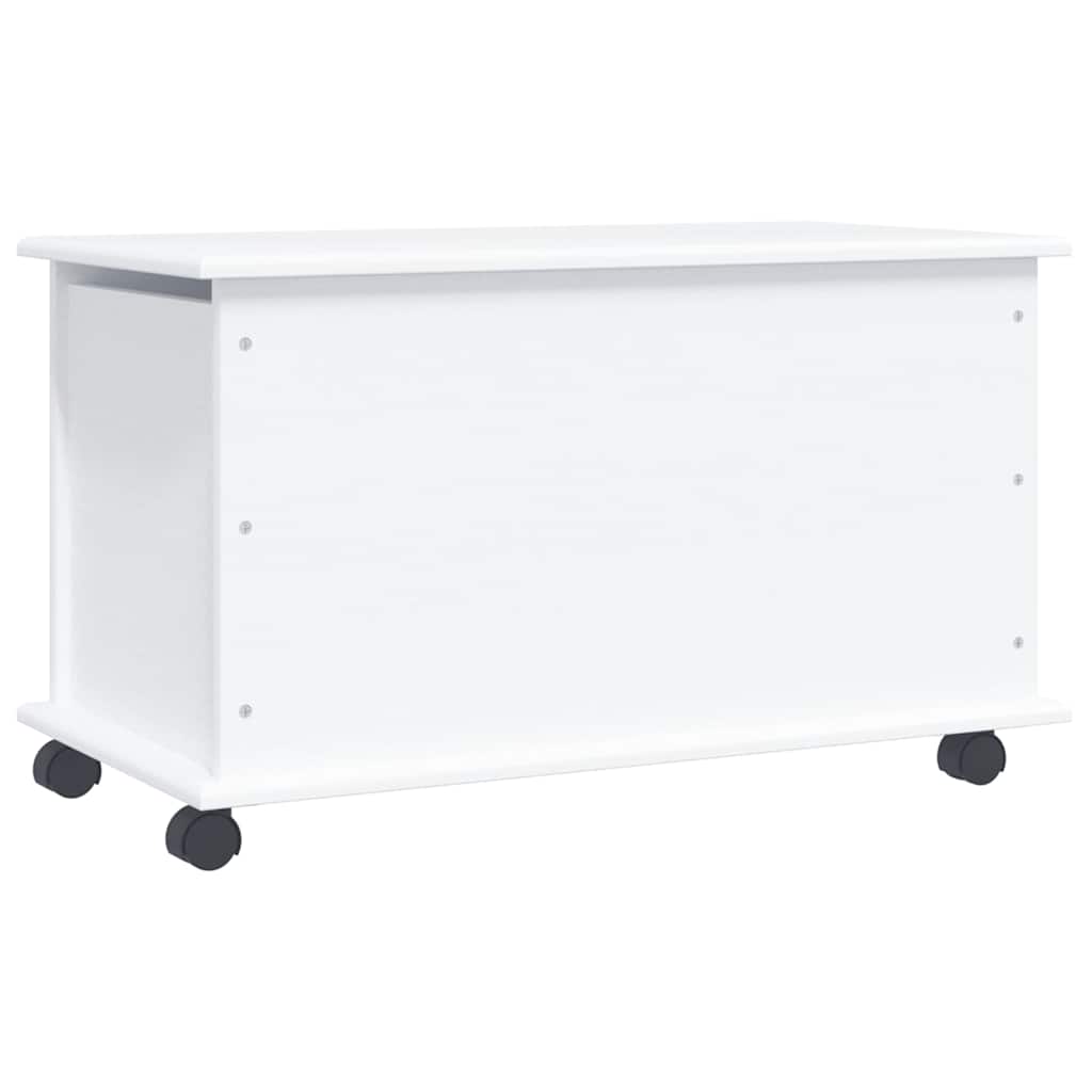 Cassapanca con Ruote ALTA Bianca 73x39,5x43 cm Massello di Pino