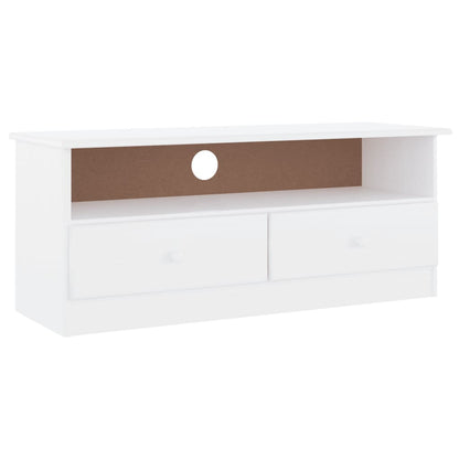 Mobile TV con Cassetti ALTA Bianco 100x35x41cm Massello di Pino