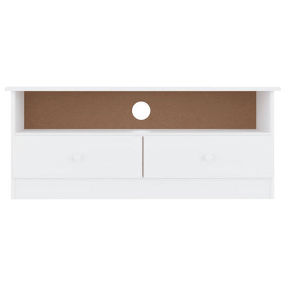 Mobile TV con Cassetti ALTA Bianco 100x35x41cm Massello di Pino