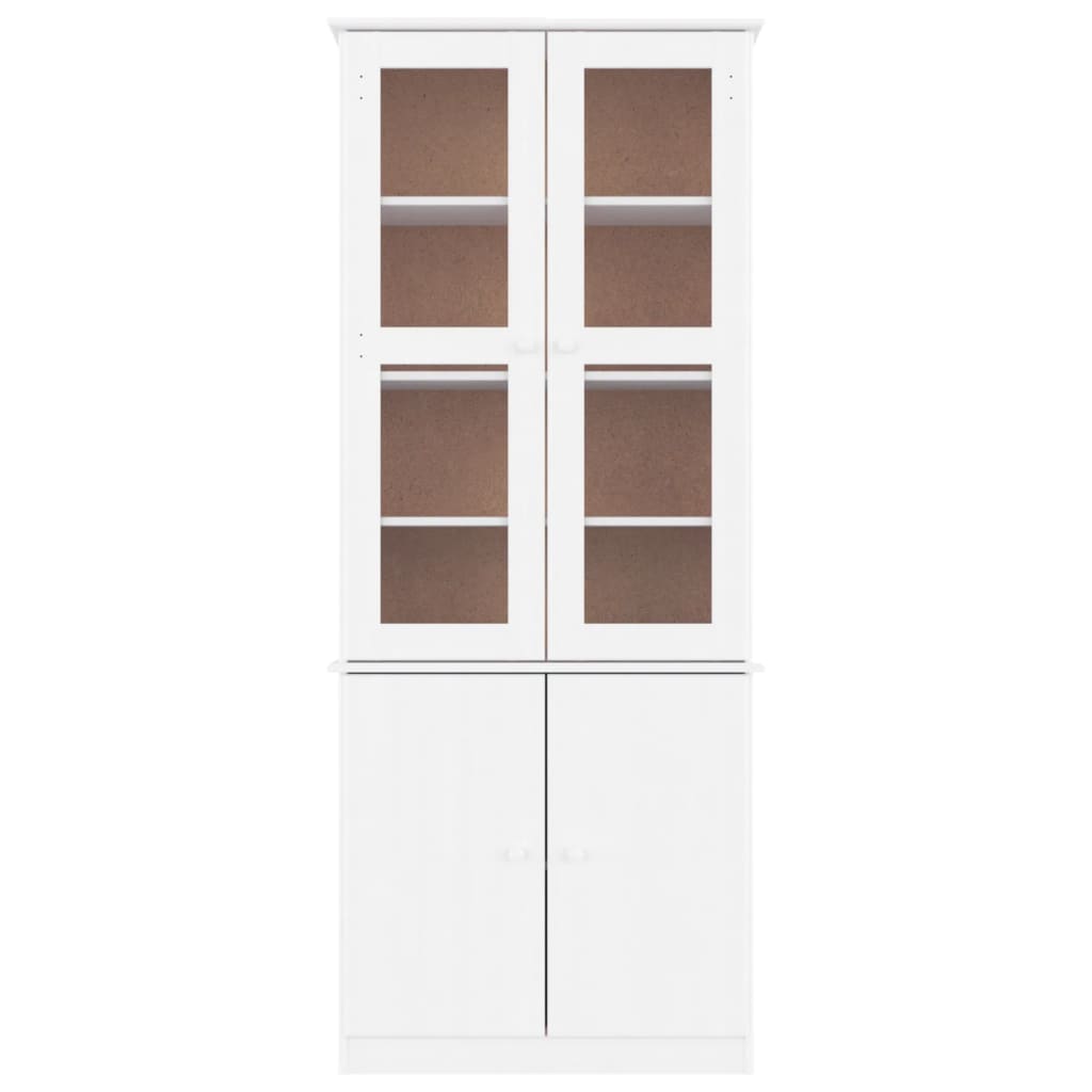 Vetrina ALTA Bianca 77x35x186,5 cm in Legno Massello di Pino