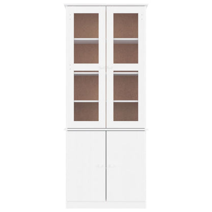 Vetrina ALTA Bianca 77x35x186,5 cm in Legno Massello di Pino
