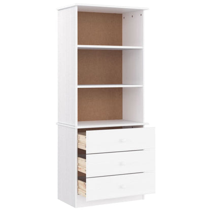 Libreria con Cassetti ALTA Bianca 60x35x142 cm Massello di Pino