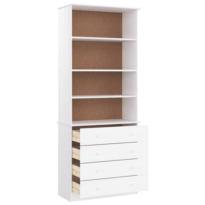 Libreria con Cassetti ALTA Bianca 77x35x186,5 cm Massello Pino