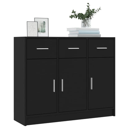 Credenza Nera 91x28x75 cm in Legno Multistrato