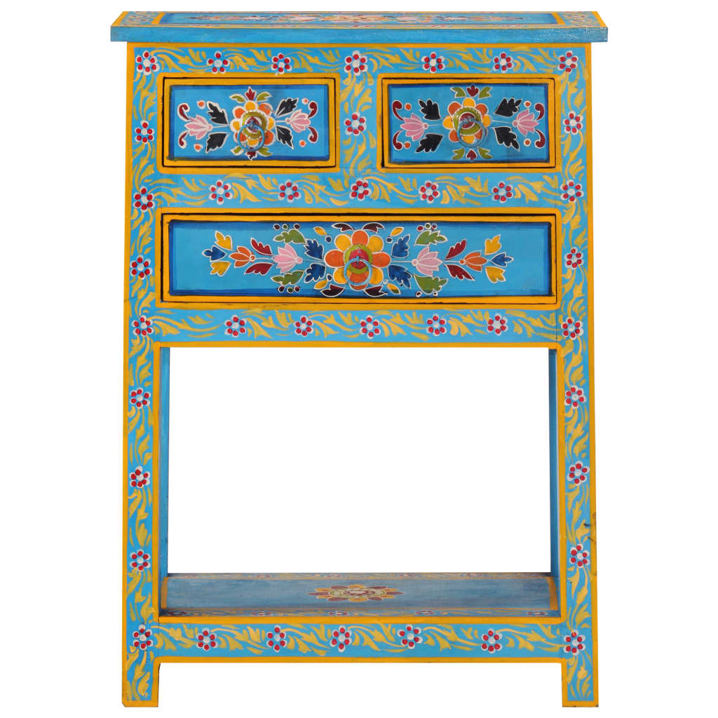 Credenza Turchese 55x30x76 cm in Legno Massello di Mango