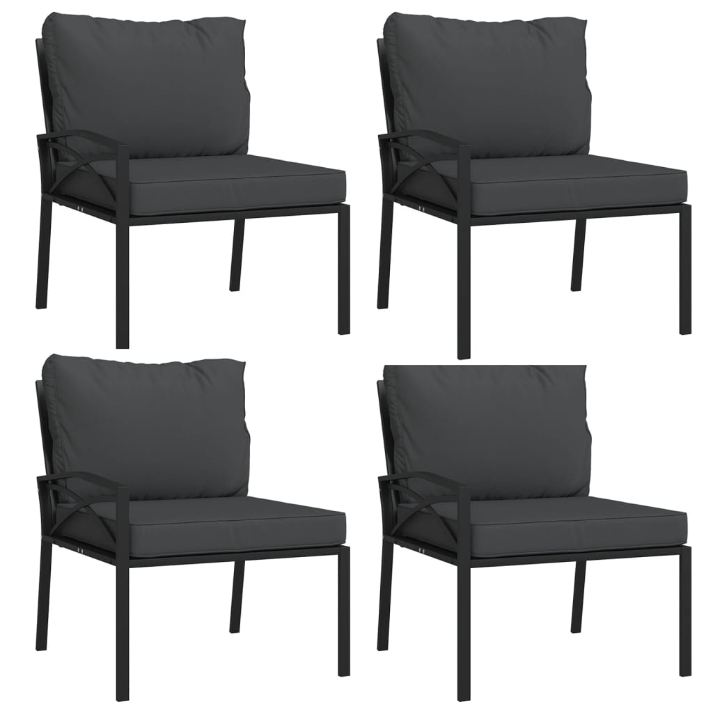 Set Mobili da Giardino 11 pz con Cuscini Grigi in Acciaio