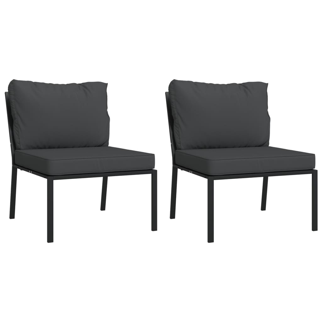 Set Salotto da Giardino 5pz con Cuscini Grigi in Acciaio