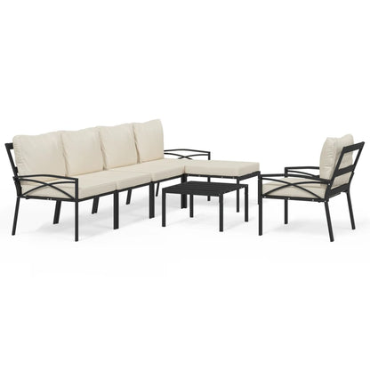 Set Salotto da Giardino 7pz con Cuscini Sabbia in Acciaio