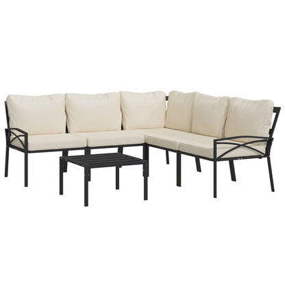 Set Salotto da Giardino 6pz con Cuscini Sabbia in Acciaio