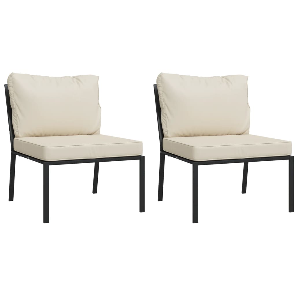Set Salotto da Giardino 5pz con Cuscini Sabbia in Acciaio