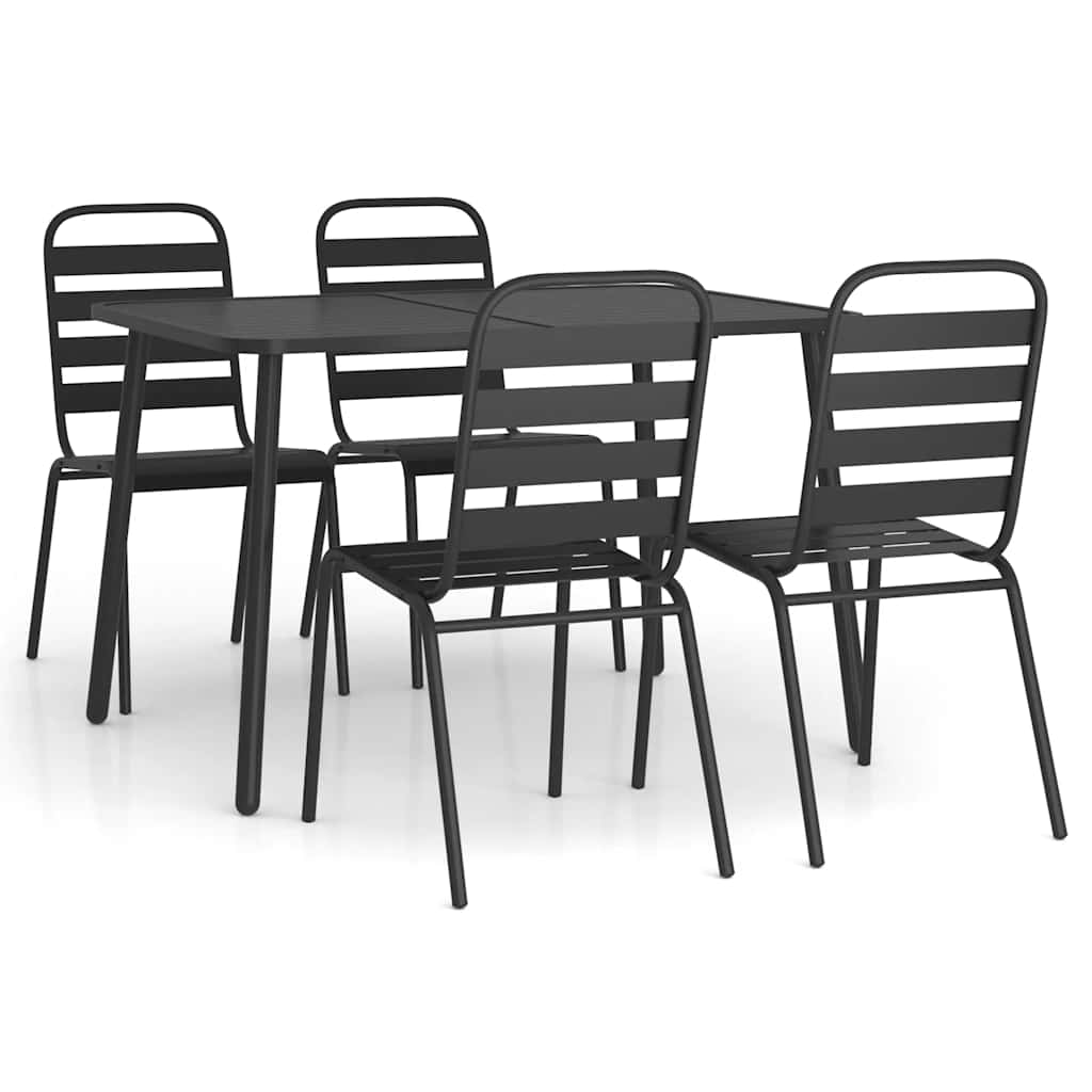 Set da Pranzo da Giardino 5 pz in Acciaio Antracite