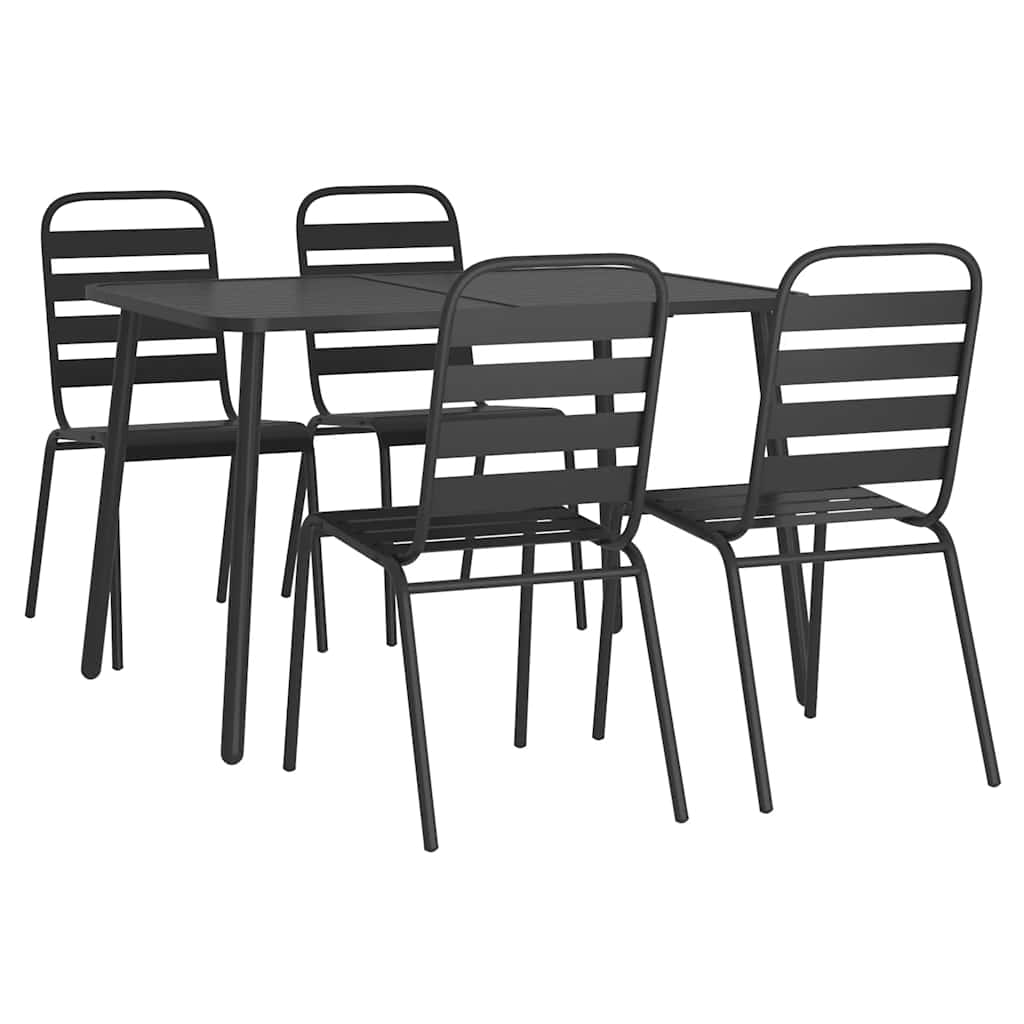 Set da Pranzo da Giardino 5 pz in Acciaio Antracite