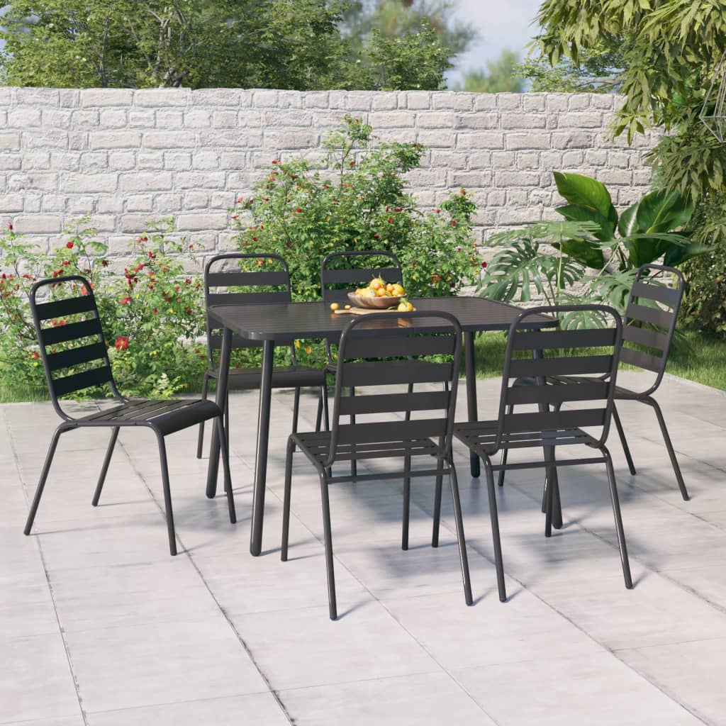 Set da Pranzo da Giardino 7 pz in Acciaio Antracite