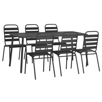 Set da Pranzo da Giardino 7 pz in Acciaio Antracite