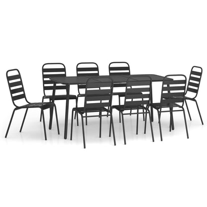 Set da Pranzo da Giardino 9 pz in Acciaio Antracite
