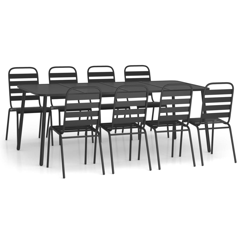 Set da Pranzo da Giardino 9 pz in Acciaio Antracite